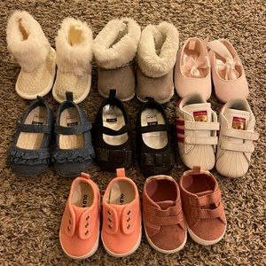 8 pairs of baby girl shoes. Sizes 0-3 months to 9 months